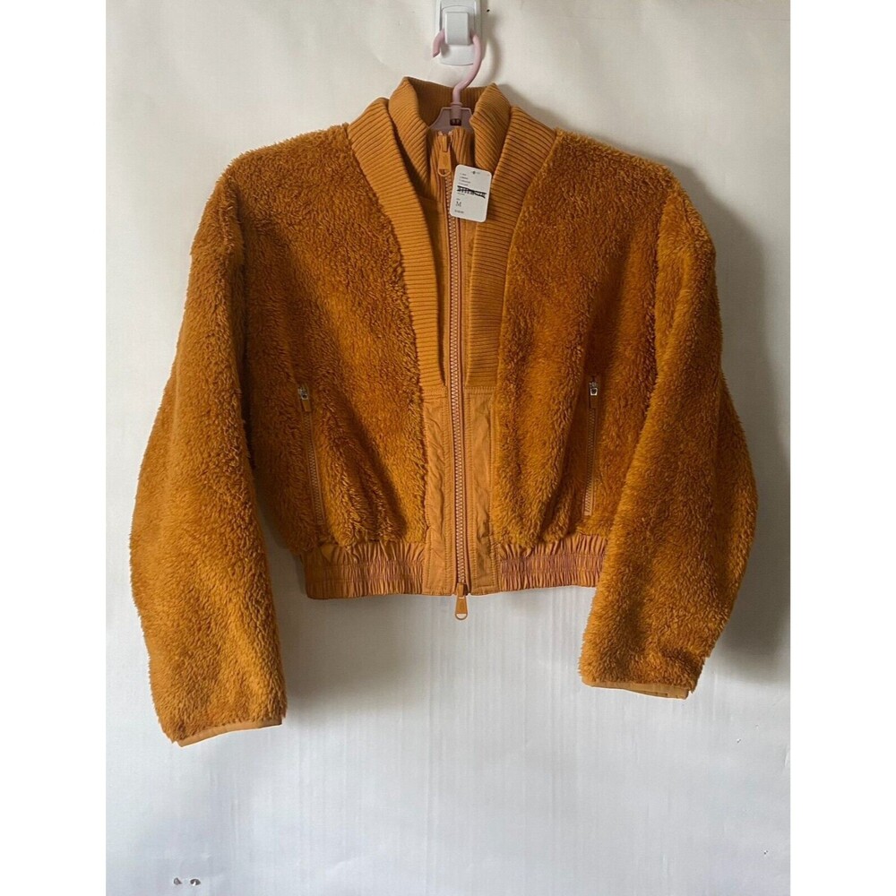 Free People Movement Gear Up Sherpa Jacket Mustard Medium Cropped Casual NWT